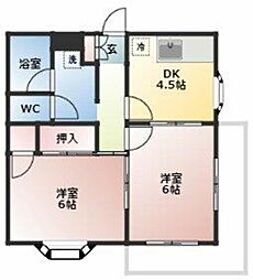 シテ・ラピーヌ幕張本郷 2DKの間取図画像