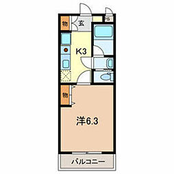 レジデンス所沢参番館 1Kの間取図画像