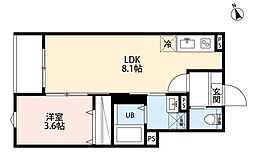 AMALFI 2階1LDKの間取り