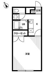 PlaisirHOLA 1Kの間取図画像