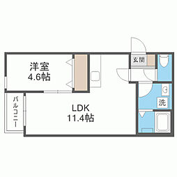 MUGINO BASE 1LDKの間取図画像