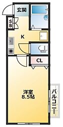 デリス 1Kの間取図画像