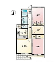 ラックスハイム鶴川-2 3DKの間取図画像