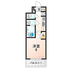 プレサンスOSAKA姫里ヴィオン 1Kの間取図画像