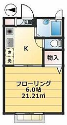 ハイビスカス 1Kの間取図画像