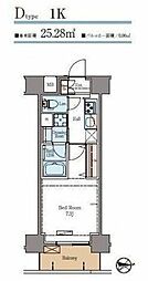 ラグゼナ秋葉原 8階1Kの間取り