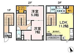 アナシエ田園調布 2階2LDKの間取り