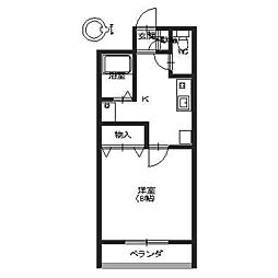 エイブルといで 2階1Kの間取り