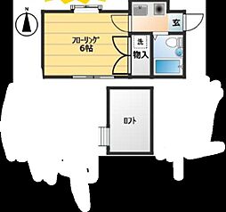 クレセント東元町 1Kの間取図画像