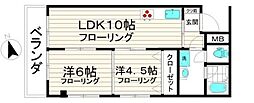 アルファ武蔵野2 2LDKの間取図画像