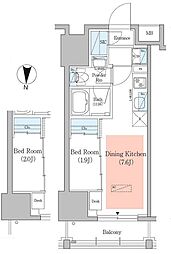 アーバネックス深川住吉3 12階1DKの間取り