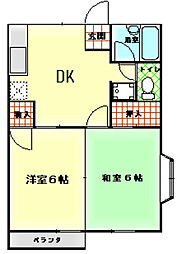 コンフォートリヴB 2DKの間取図画像