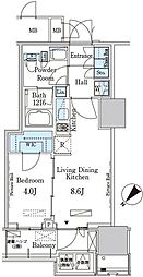 晴海フラッグ ポートヴィレッジ B棟 12階1LDKの間取り