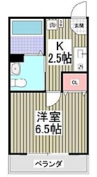 メゾンアレンヌ 3階1Kの間取り