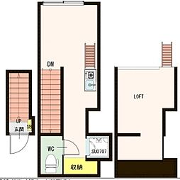Stage 北新宿II 2階ワンルームの間取り