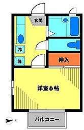 サマックスサンライズヒル 1Kの間取図画像
