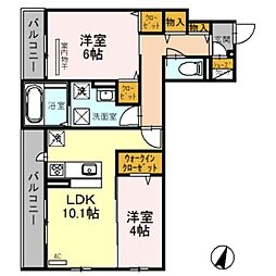 ヴィアラッテア 2LDKの間取図画像