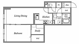 オーパスホームズ白山 10階1LDKの間取り