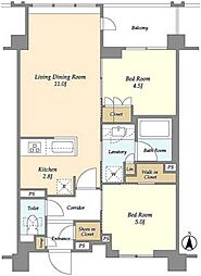 ラティエラ両国 10階2LDKの間取り