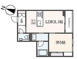 エクラージュ笹塚 1階1LDKの間取り