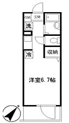 LYNX赤塚新町 2階ワンルームの間取り