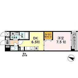 サン・ドミール 1DKの間取図画像