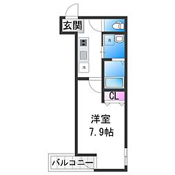 フジパレスあびこ駅北 1Kの間取図画像