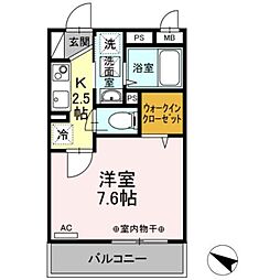 京王相模原線 京王堀之内駅 徒歩8分の賃貸アパート 2階1Kの間取り