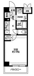 プレール・ドゥーク千歳烏山 1Kの間取図画像