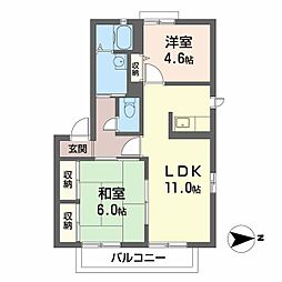 グリーンオアシスE棟 2LDKの間取図画像
