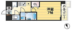 ラヴ神戸三宮 6階1Kの間取り
