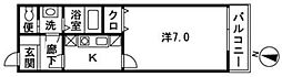 エムカルチェ 1Kの間取図画像