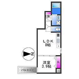 サンシエ南巽 1LDKの間取図画像