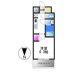 プレサンス緑橋ソレアス 1Kの間取図画像