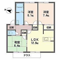 サンハイツ錦香園 0103 ｜ 大阪府交野市私市８丁目11-7（賃貸アパート3LDK・1階・70.50㎡） その2