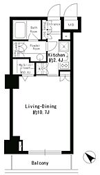 パークルージュ赤坂檜町 5階ワンルームの間取り