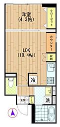 アリーチェ亀戸 1LDKの間取図画像