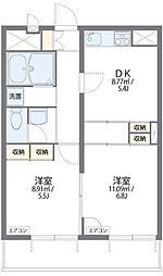レオパレスプレシア 4階2DKの間取り