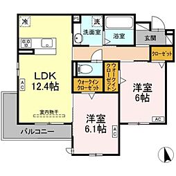 D-Crinum沼津 岡宮 2階2LDKの間取り