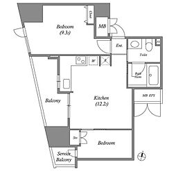 CAVANA+麻布台 2LDKの間取図画像