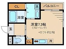 ミラージュ中野 3階ワンルームの間取り