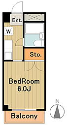 サンヒルズ大塚 2階1Kの間取り