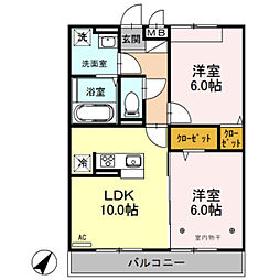 クローバーフィールド 2LDKの間取図画像