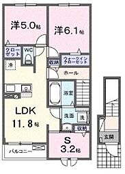 スカイ 2階2SLDKの間取り