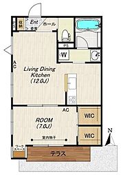 Ｓｕｃｃｅｅｄ Ｎｏｇａｔａ 1階1LDKの間取り