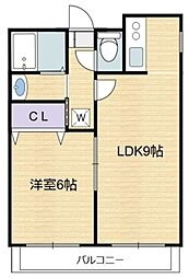 ヴィラ高石 1LDKの間取図画像