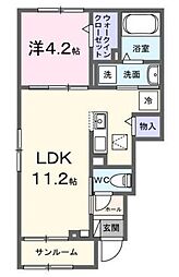 サンヴェルデ 1階1LDKの間取り