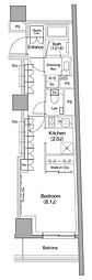ザ・パークハビオ小石川 ワンルームの間取図画像