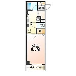 エイチ・ツー・オーサンクチュアリ 1Kの間取図画像
