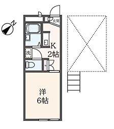 レオパレスHnhピュア 1Kの間取図画像